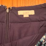 Loft  Navy Blue Wool Blend Houndstooth Tweed Zip Pocket Mini‎ Skirt Size 0 Photo 6