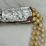 Faux Pearl Beaded Chain Belt Silver Metallic Faux Leather Medium (M) ✨ Photo 5