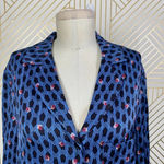 Maje Cristen Blouse Top Blue Printed Geometric Photo 3