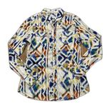 Tin Haul  Shirt Womens Large Cowgirl Pearl Snap Cream Blue Red Western Rodeo Photo 0