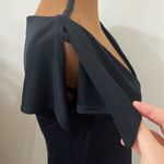 Tadashi Shoji Tadashi handkerchief hem pieced plunge neck cap sleeve eventing dress in black Photo 6