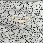 Jane and Delancey  Size L White & Black Heart Print Button Down Shirt Top Photo 3