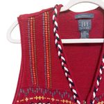 Vintage Vest Womens Medium RedHand Embroidered Cowboy Western Cactus Zip Front Red Photo 6