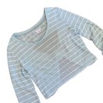 Cooperative  Open Back Scalloped Aqua Light Blue striped bow white top Si… Photo 7