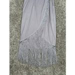 Gianni Bini NWT Fringe Wrap Midi Prima Dress Pebble Purple Flapper Nightlife S Photo 12