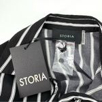 Storia  Mini Wrap Shirt Dress Black with White Stripes Size Small NWT Photo 6