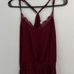 Hippie Laundry Thin Strap Dark Red Slinky Tank Top Women's Size Large Lace Edges Photo 0