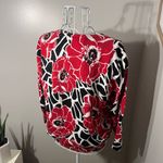 Alfred Dunner  RedBlack Festive Floral Sweater Bead Sequin Pullover Sz PL Holiday Photo 3