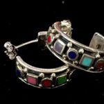 Sterling Silver Gemstone  Hoop Earrings Photo 8