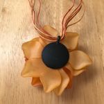 Orange Flower Necklace Crystals Retro Festive Photo 4