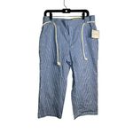 Sag Harbor Blue Gingham Check Casual Capri Pants Stretch Drawstring Comfort Sz14 Photo 1