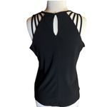 AUW A.U.W. Black Sexy Strappy Tank Top/ Sleeveless Blouse Keyhole Back with Button Photo 2
