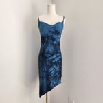 Y2K Hourglass Blue Tie Dye Glitter Cowl Neck Asymmetrical Slip Dress S M Size M Photo 9
