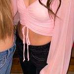 Blue Blush Pink Mesh  Top  Photo 0