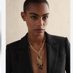 Banana Republic Aureus + Argent Black Tourmaline Charm Necklace Coated Brass Golden Chain Photo 0