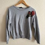 Sweet Wanderer Gray Sweatshirt with Floral Embroidery Photo 0