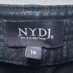 NYDJ  Plaid Marilyn Straight NipXTuck Pants Trousers 16 Gray Blue Plus Stretch‎ Photo 3
