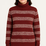 Eddie Bauer  Turtleneck Striped cotton blend‎ Sweater, Burgundy M Photo 0