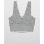Aerie Lace Waffle Longline Bralette Medium Heather Gray Size Medium Photo 4