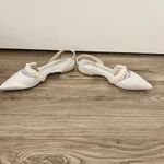 Boutique White Pearl Beaded Sling Back Satin Pointed Toe Heel Flat Size 7 Photo 5