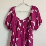 Nine West Babydoll Maxi Dress (Sz XL) Pink Brush Abstract Purple Photo 5