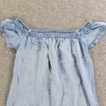 Cloth & Stone Chambray Shift Dress Womens M Blue Tencel Off Shoulder Lightweight Photo 10