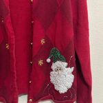 Classic Elements Vintage Red Christmas Sweater Cardigan Santa Photo 1
