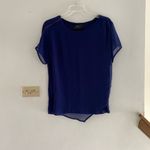 ZARA  navy blue short sleeve  top with zipper detail size large Photo 5
