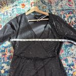 Lulus  Sparkling Cutie shiny black long sleeve mini wrap dress Photo 8