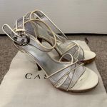 Casadei  Women’s Clear & White Leather Strappy Heeled Sandals Size 6 Photo 2