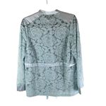 Pretty Little Thing Womens Blouse Top Button Down Lace Satin Sheer Light Blue 4 Photo 1