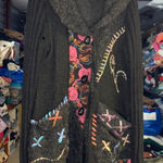 Sioni Artsy Whimsy Goth Long Cardigan Floral Fairy Boho Knit Sz Medium Witchy Black Photo 0