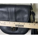 Isaac Mizrahi  Black Leather Handbag Crossbody‎ Shoulder Purse Tassel Preppy Photo 7