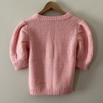 English Factory Short Puff Pleated Sleeve Sweater Chunky Knit Pale Pink Size XS Photo 5