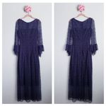 BHLDN Talbot‎ Runhof Navy Blue Lace Long Sleeve Dress Photo 2