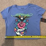 Ed Hardy  Pale Blue Graphic Print Crop Top Tee Photo 4