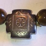 Tigers Eye Beads Boho Silver Tone Tribal Beaded Stretchy Bracelet Photo 4