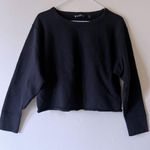Athleta  Raw Edge French Terry Cropped Sweatshirt Pullover Black Photo 2