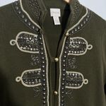  Military Embellished Cardigan Jacket Olive Green Size Medium‎ Chico's 1 Photo 4