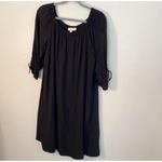 Ann Taylor LOFT off the shoulder Black dress XSMALL tie sleeve Midi NWT Photo 4