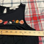 Loft  size small women's black sleeveless dress embroidered floral accents casual Photo 3