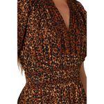 Ulla Johnson  Mariana Brown Leopard Animal Print Puff Sleeve A-Line Mini Dress 2 Photo 5
