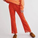 NEW FREE PEOPLE LACE CROP FLARE PANTS IN RED SIZE S! Photo 4