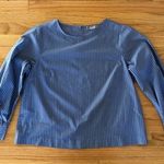 Marled Blouse Long Sleeved Blue & White Stripes Balloon Sleeves XL Photo 0