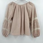 Nicole Miller Artelier Pink 100% Cotton Boho Embroidered Peasant Top Size Large Photo 3