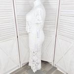 Lumiere Crochet Lace Crop Top Midi Pencil‎ Skirt Set White Large Boho Photo 1