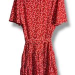 Eliza J Red Floral V-Neck Flutter Sleeve Fit-N-Flare Mini Dress Fits like an 8 Photo 4
