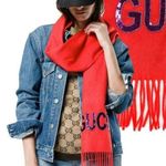 Gucci Cranberry Red Purple Embellishment Sequin Scarf NWT Photo 3