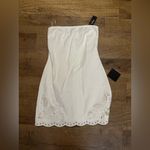 Lulus  Ineth White Denim Strapless Embroidered Mini Dress Photo 3
