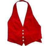 Lovers + Friends Revolve Zinnia Vest Red Size X-Small XS Cropped Halter Button Photo 3